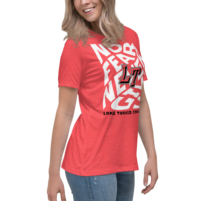 Side view of Lake Travis High School Cavaliers Women's Relaxed Fit T-shirt 236