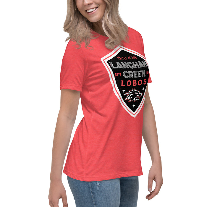 Side view of Langham Creek High School Lobos Women's Relaxed Fit T-shirt 225