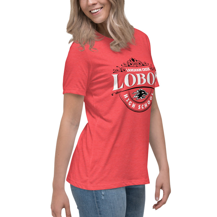 Side view of Langham Creek High School Lobos Women's Relaxed Fit T-shirt 211