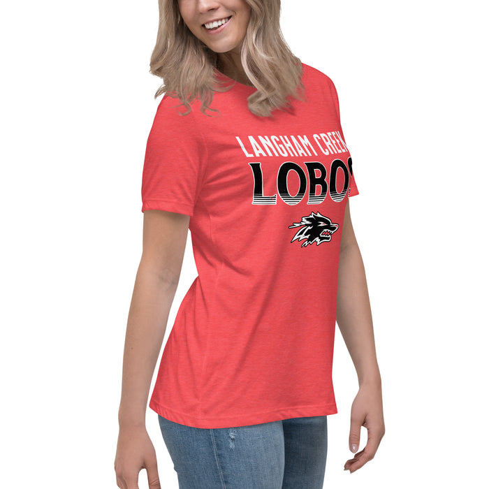 Side view of Langham Creek High School Lobos Women's Relaxed Fit T-shirt 024