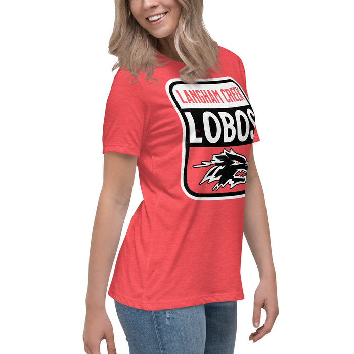 Side view of Langham Creek High School Lobos Women's Relaxed Fit T-shirt 001