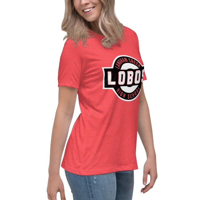 Side view of Langham Creek High School Lobos Women's Relaxed Fit T-shirt 011