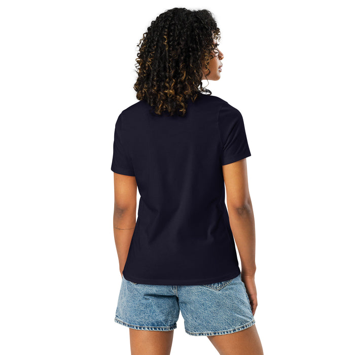 Back view of Cypress Ranch High School Mustangs Women's Navy T-shirt 049