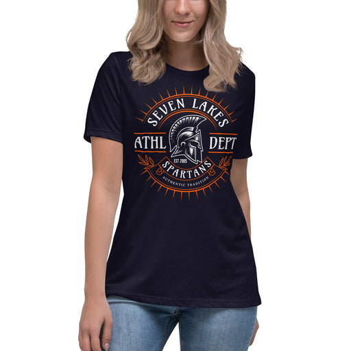 Seven Lakes High School Spartans Navy Women's T-shirt 201