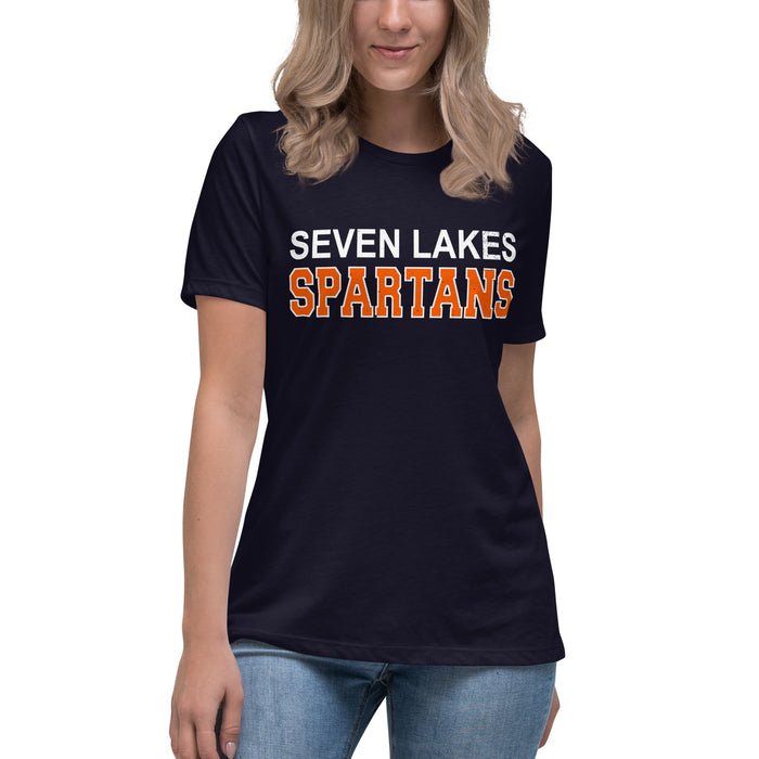 Seven Lakes High School Spartans Navy Women's T-shirt 010