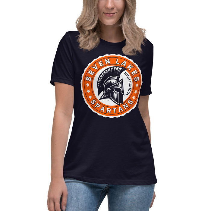 Seven Lakes High School Spartans Navy Women's T-shirt 216