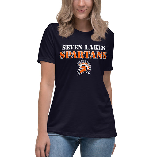 Seven Lakes High School Spartans Navy Women's T-shirt 222