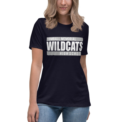 Tomball Memorial High School Wildcats Women's Navy Blue T-shirt 098