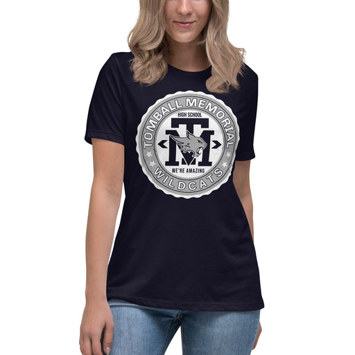 Tomball Memorial High School Wildcats Women's Navy Blue T-shirt 216