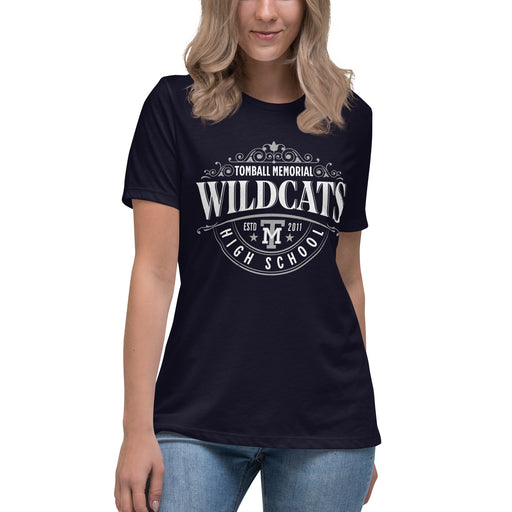 Tomball Memorial High School Wildcats Women's Navy Blue T-shirt 211