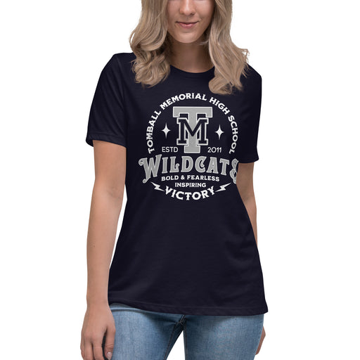 Tomball Memorial High School Wildcats Women's Navy Blue T-shirt 206