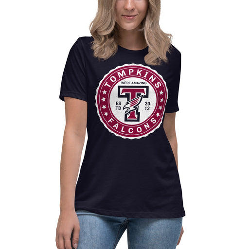 Tompkins High School Falcons Women's Navy Blue T-shirt 216