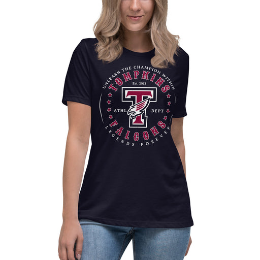 Tompkins High School Falcons Women's Navy Blue T-shirt 214