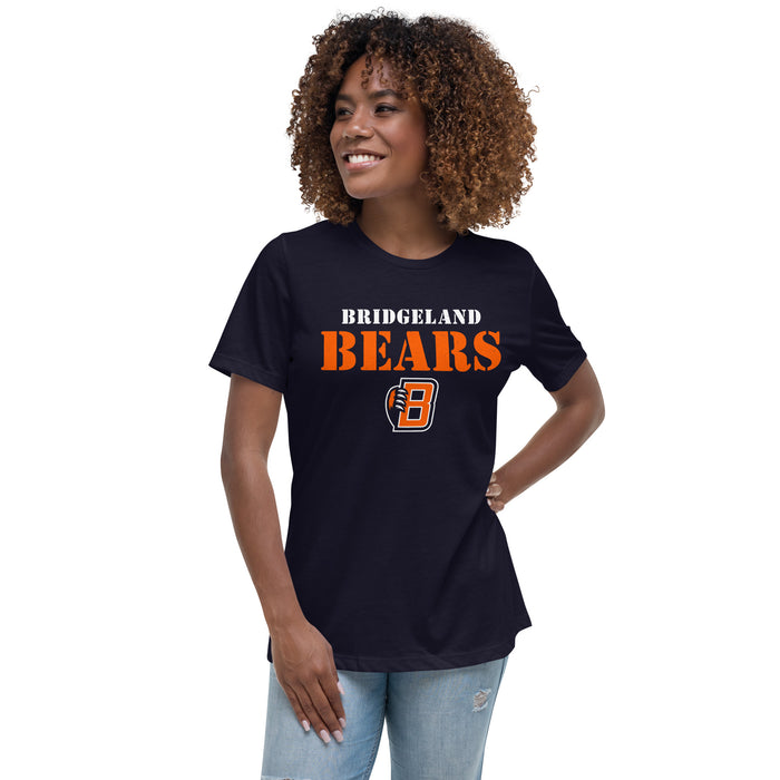 WOman wearing Bridgeland High School Bears Women's Navy Blue T-shirt 222