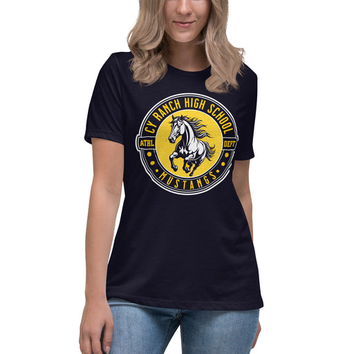 Cypress Ranch High School Mustangs Women's Navy T-shirt 224