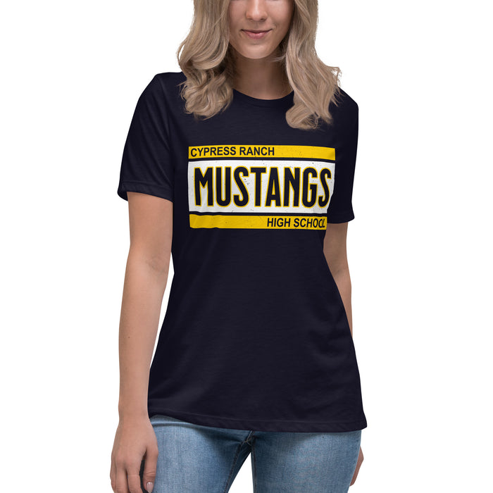 Cypress Ranch High School Mustangs Women's Navy T-shirt 098