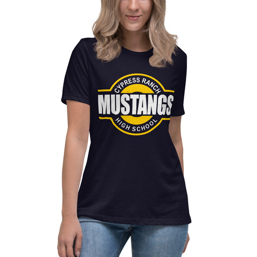 Cypress Ranch High School Mustangs Women's Navy T-shirt 011