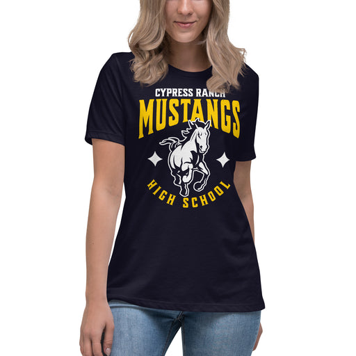 Cypress Ranch High School Mustangs Women's Navy T-shirt 213