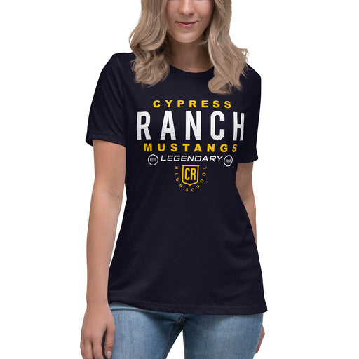 Cypress Ranch High School Mustangs Women's Navy T-shirt 003