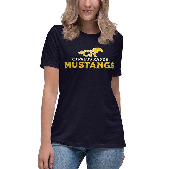 Cypress Ranch High School Mustangs Women's Navy T-shirt 233