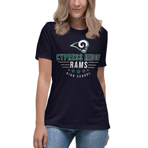 Cypress Ridge High School Rams Women's Navy T-shirt 217