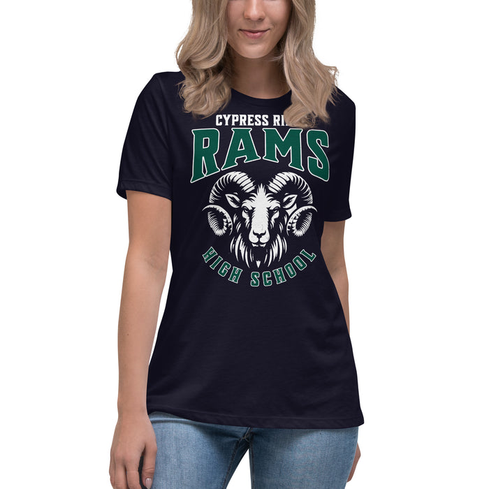 Cypress Ridge High School Rams Women's Navy T-shirt 213