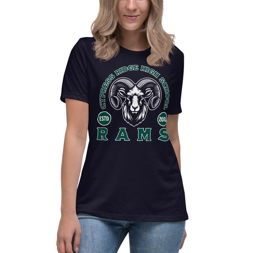 Cypress Ridge High School Rams Women's Navy T-shirt 208