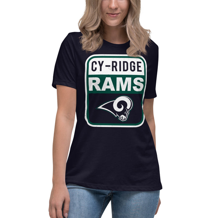 Cypress Ridge High School Rams Women's Navy T-shirt 001