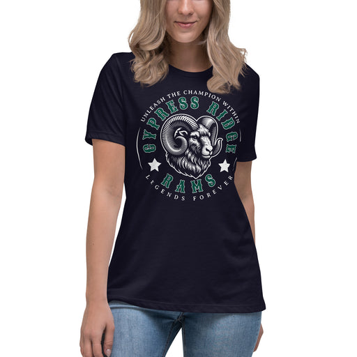 Cypress Ridge High School Rams Women's Navy T-shirt 214