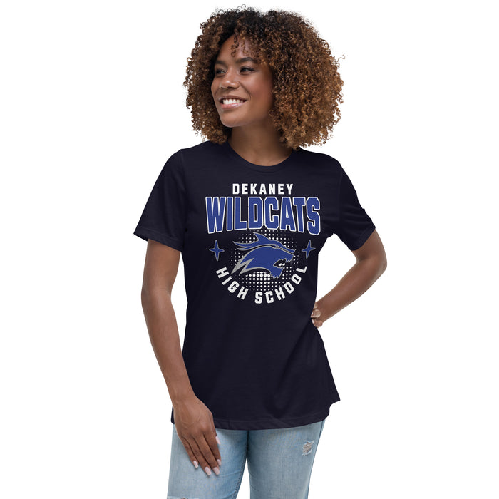 Woman wearing Dekaney High School Wildcats Women's Black T-shirt 204