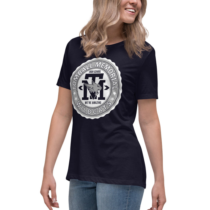 Side view of Tomball Memorial High School Wildcats Women's Navy Blue T-shirt 216