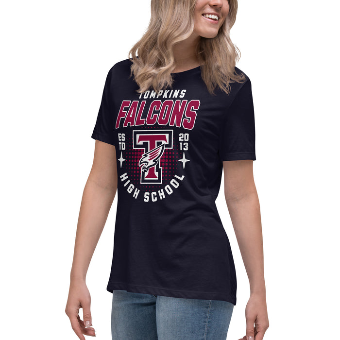 Side view of Tompkins High School Falcons Women's Navy Blue T-shirt 204