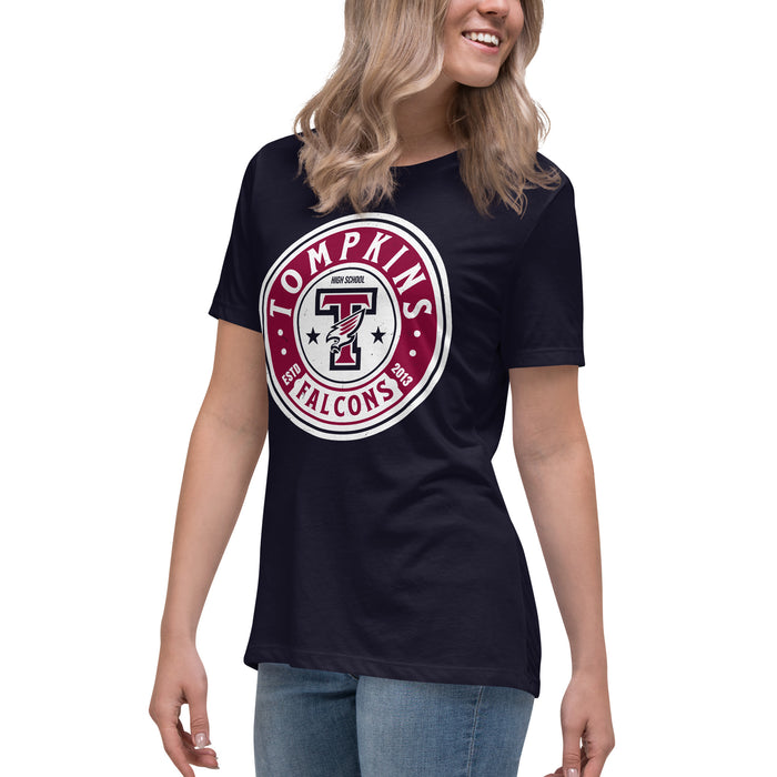 Side view of Tompkins High School Falcons Women's Navy Blue T-shirt 220