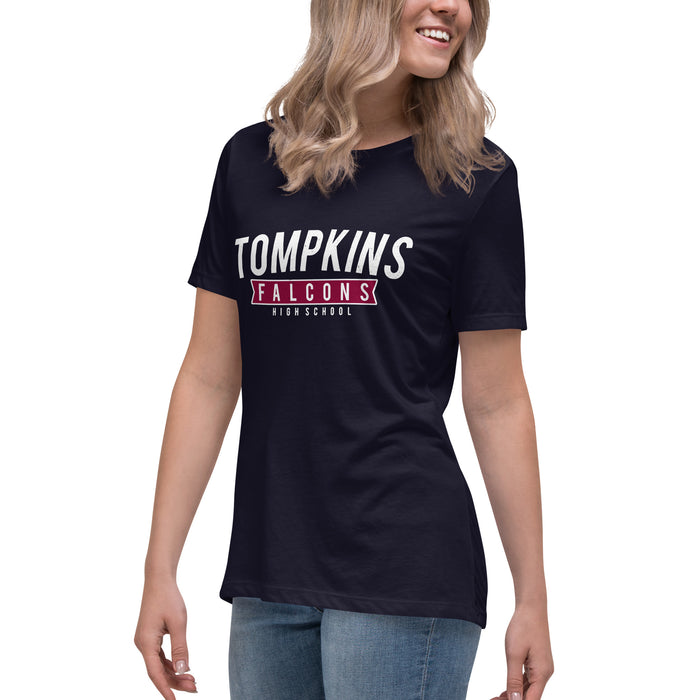 Side view of Tompkins High School Falcons Women's Navy Blue T-shirt 021