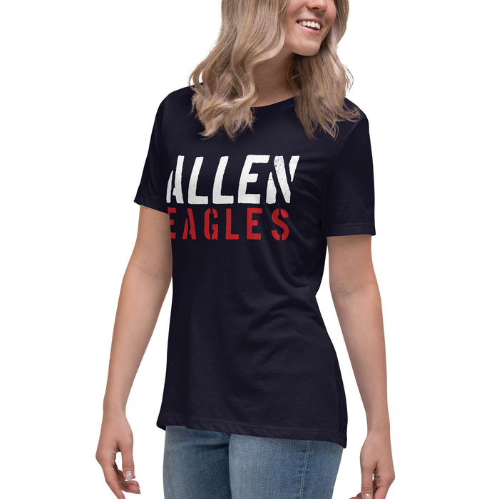 Side view of Allen High School Eagles Women's Navy Blue T-shirt 017