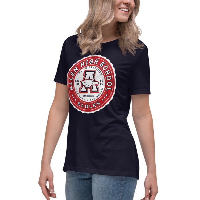 Side view of Allen High School Eagles Women's Navy Blue T-shirt 209