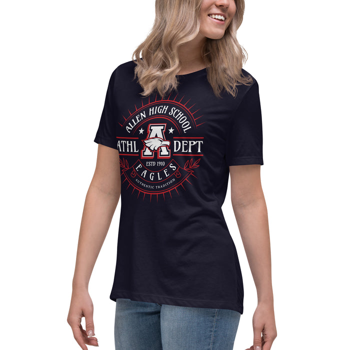 Side view of Allen High School Eagles Women's Navy Blue T-shirt 221