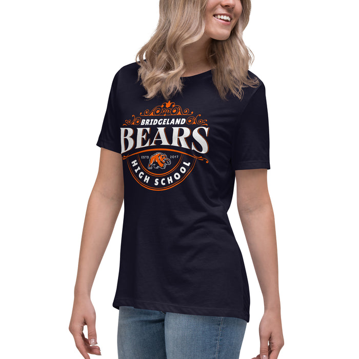 Side view of Bridgeland High School Bears Women's Navy Blue T-shirt 211