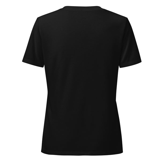 Back view of Mama's Poker Women's V-neck Relaxed Fit T-shirt 213 black