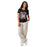 Lady wearing Mama's Poker Women's V-neck Relaxed Fit T-shirt 213 black