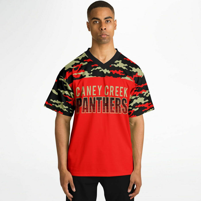 Black man wearing Caney Creek Panthers football Jersey 08