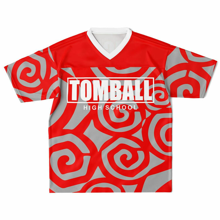 Tomball Cougars High School football jersey laying flat - front 