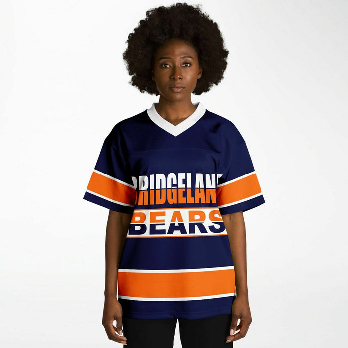 Black woman wearing Bridgeland Bears football Jersey