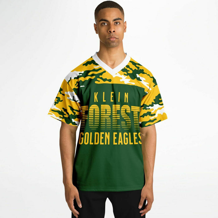 Black man wearing Klein Forest Eagles football Jersey