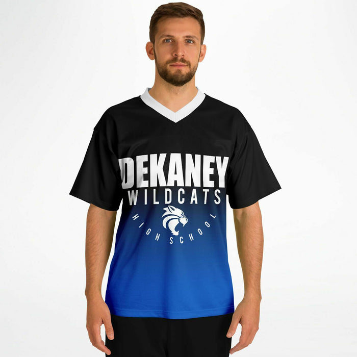 Man wearing Dekaney Wildcats football jersey