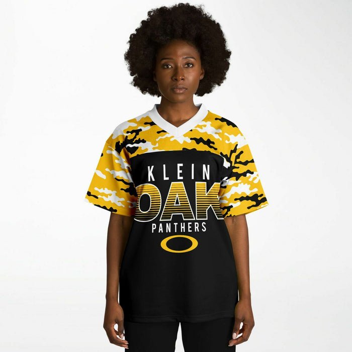 Black woman wearing Klein Oak Panthers football Jersey