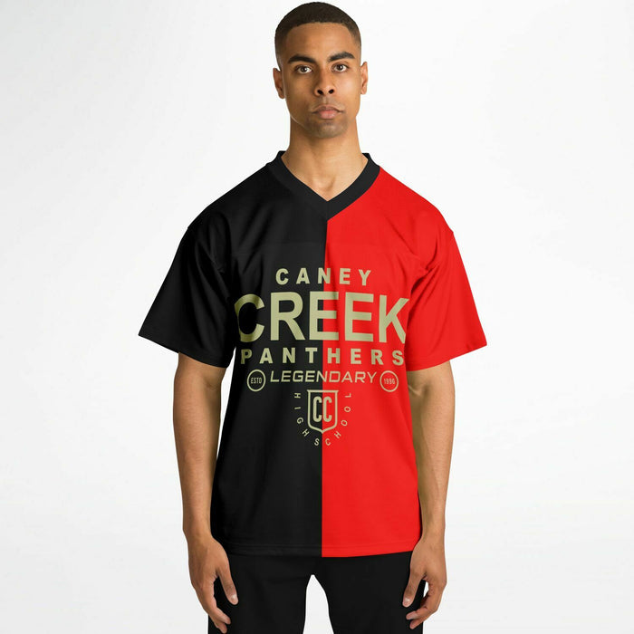 Black man wearing Caney Creek Panthers football Jersey 04