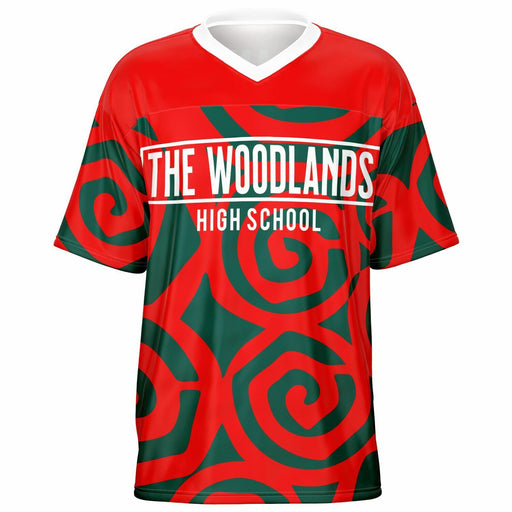 The Woodlands Highlanders High School football jersey -  ghost view - front