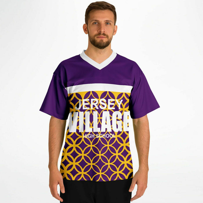 Man wearing Jersey Village Falcons football jersey