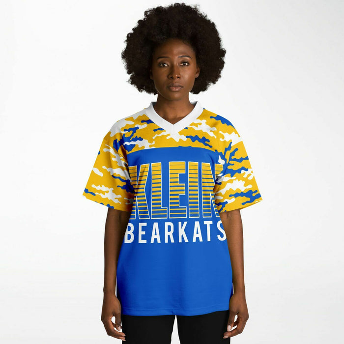 Black woman wearing Klein Bearkats football Jersey